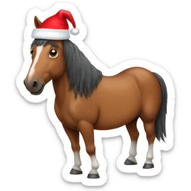 Horse with Santa hat sticker
