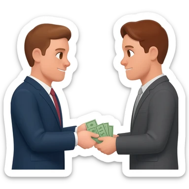 Intercambio de dinero entre dos hombres uno es un hombre de sticker