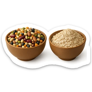 BOWL DI LEGUMI INSIEME A BOWL DI FIOCCHI DI AVENA POGGIATE,  iperrealistico 4k sticker