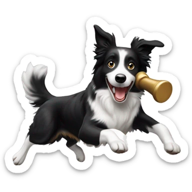 Border collie jumping over anvil sticker