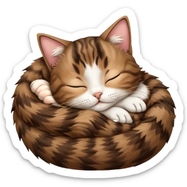 dark brown tabby and white cat sleeping in funny positions upside down sticker