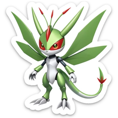 Cute Cool Edgy Shiny Ethereal Legendary Kartana-Digimon-Scizor-hybrid full body sticker