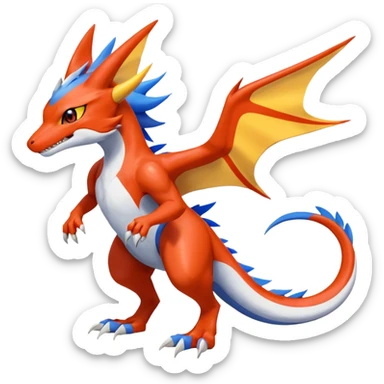 Gabite-Veemon-Nargacuga-Koraidon-Digimon-Latias-Peppercat-Pokémon-Flamedramon-fusion-animal-hybrid-creature, Full body  sticker