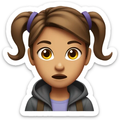 Angry girl brown hair with Disney ears  sticker