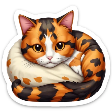 Tortishell cat curled up sticker