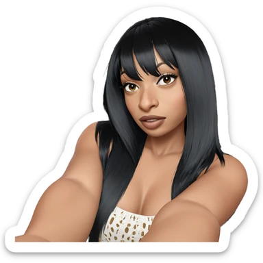 girl with black hair selfie sticker