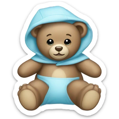 A cute Teddy bear with the Color baby blue  sticker