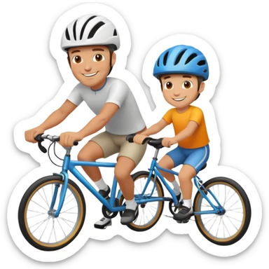 father and son cycling sticker