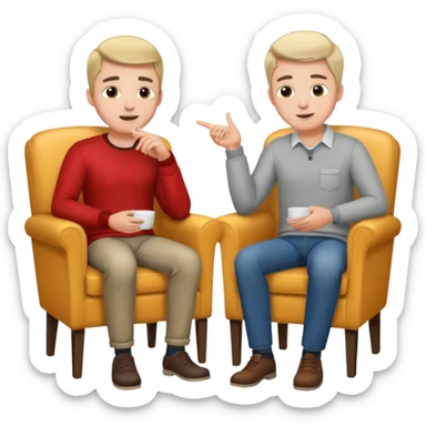 Tow guys in a chair asking sticker