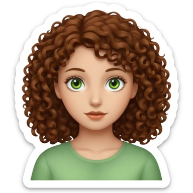 Chica de pelo rizado castaño con ojos verdes sticker