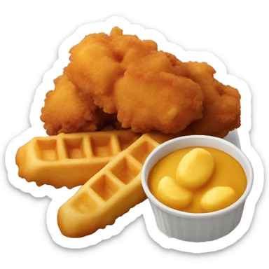 Fried chicken nuggets and waffle fries sticker