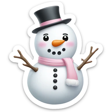 Cute white and light pink snowman sticker