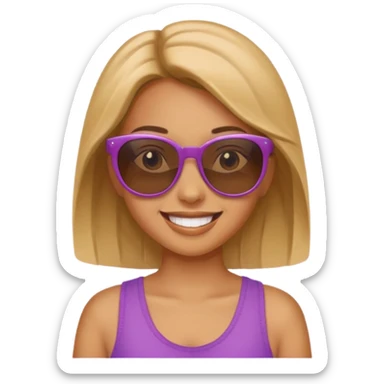 girl with sunglasses above her head sticker