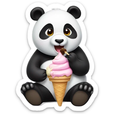 Panda eating ice cream sticker