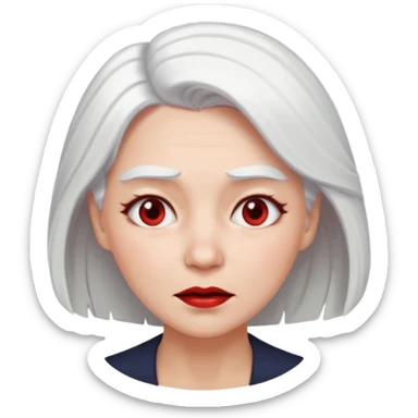 female white hair face slap
 sticker