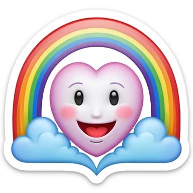 A heart with a smile no eyes no face and rainbow over the top sticker