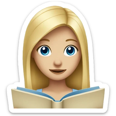 Blonde girl with blue eyes reading book  sticker