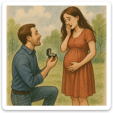 man proposing to his girlfriend and finding out she is pregnant sticker