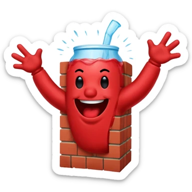 Kool Aid Man breaking through a wall, excited expression, shouting Oh Yeah! sticker