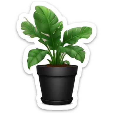 House plant in black flower pot sticker