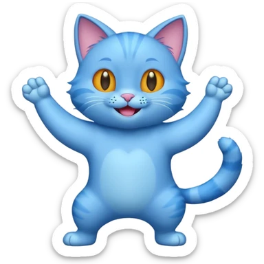 a dancing blue cat sticker