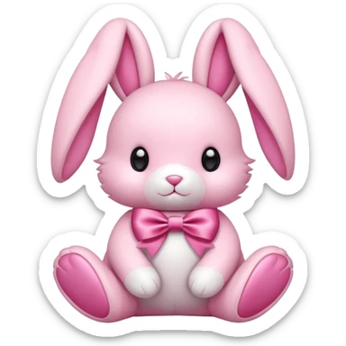 pink soft plush bunny with bow sticker