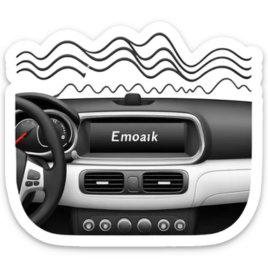 Car dashboard with sound waves showing squeaks and rattles sticker