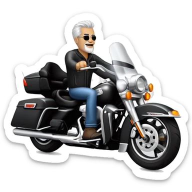grey haired biker on a Harley Davidson roadking sticker