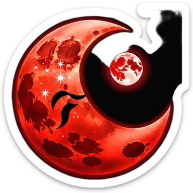 glitter red blood moon crescente sticker