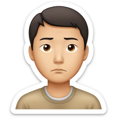 A Chinese man with a thoughtful, uncertain expression sticker