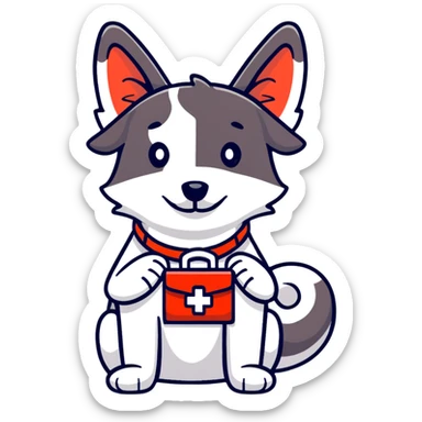 rescue dog with first aid kit sticker