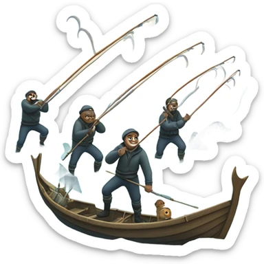 Narwhal fishing sticker