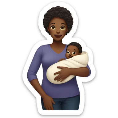 black mom holding baby sticker