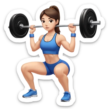 isolated brunette white girl doing barbell back squats  sticker