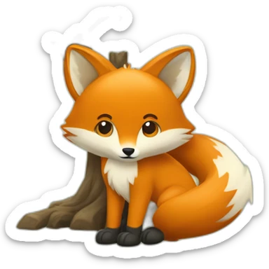 Un renard a côté d'un arbre sticker