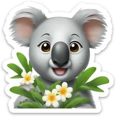 A koala that breathes a flower sticker