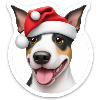Bull terrier with Santa hat sticker