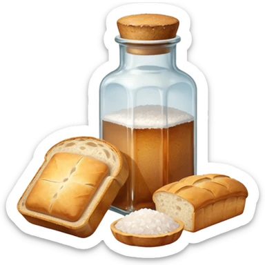 a one victorian bottle of salt and a loaf of bread sticker