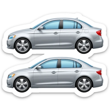 Create a realistic modern sedan on a road with reflections & shadows. sticker