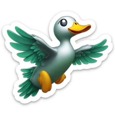 Flying duck with a lazer gun sticker