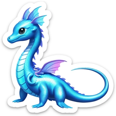 Shiny Sparkly Iridescent Bioluminescent Glowing Lumineon-Amaura-Purloin-Dragonair-Fakémon-hybrid-creature (full body)  sticker