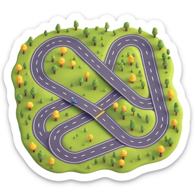 a twisting road seen from above, 3D emoji style sticker
