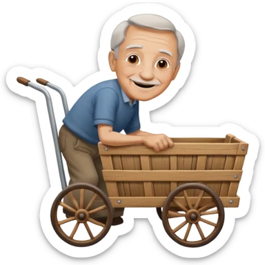 My grandfather is pulling a cart sticker