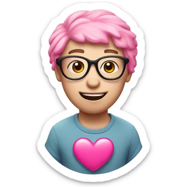 Pink heart with glasses  sticker