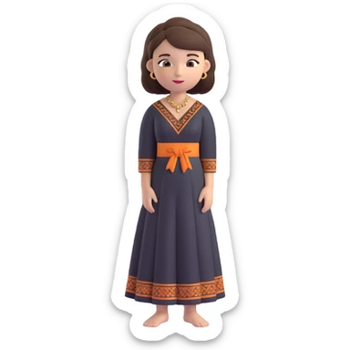 girl with bob cut brown hair, white skin tone, wearing a black traditional Indian dress, emoji style sticker