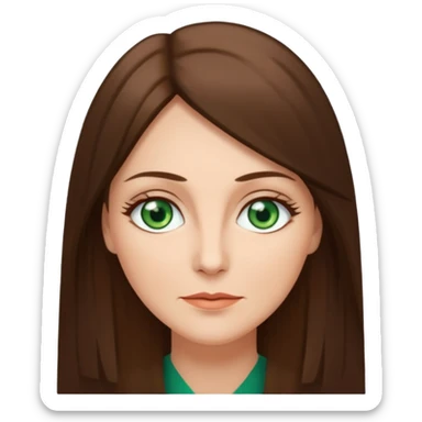 pretty middle age woman with green eyes and long straight ash-brown hair  sticker
