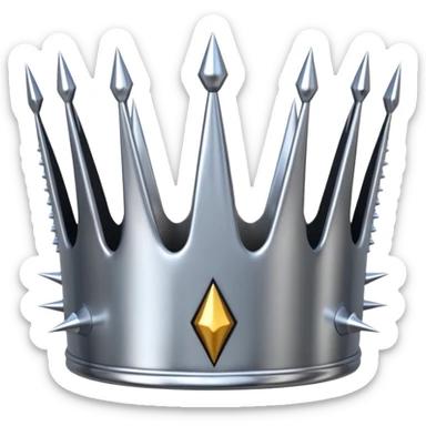 A spiked crown emoji made of silver chrome, sharp yet rounded metallic spikes, glossy reflections, aggressive luxury swag aesthetic, iOS emoji style, centered, clean white background sticker