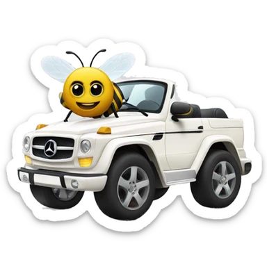 Bee driving a white Mercedes  sticker