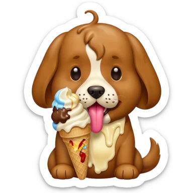 Dog eating ice cream sticker