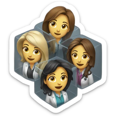 four drinking female scientists in cube dimensions sticker